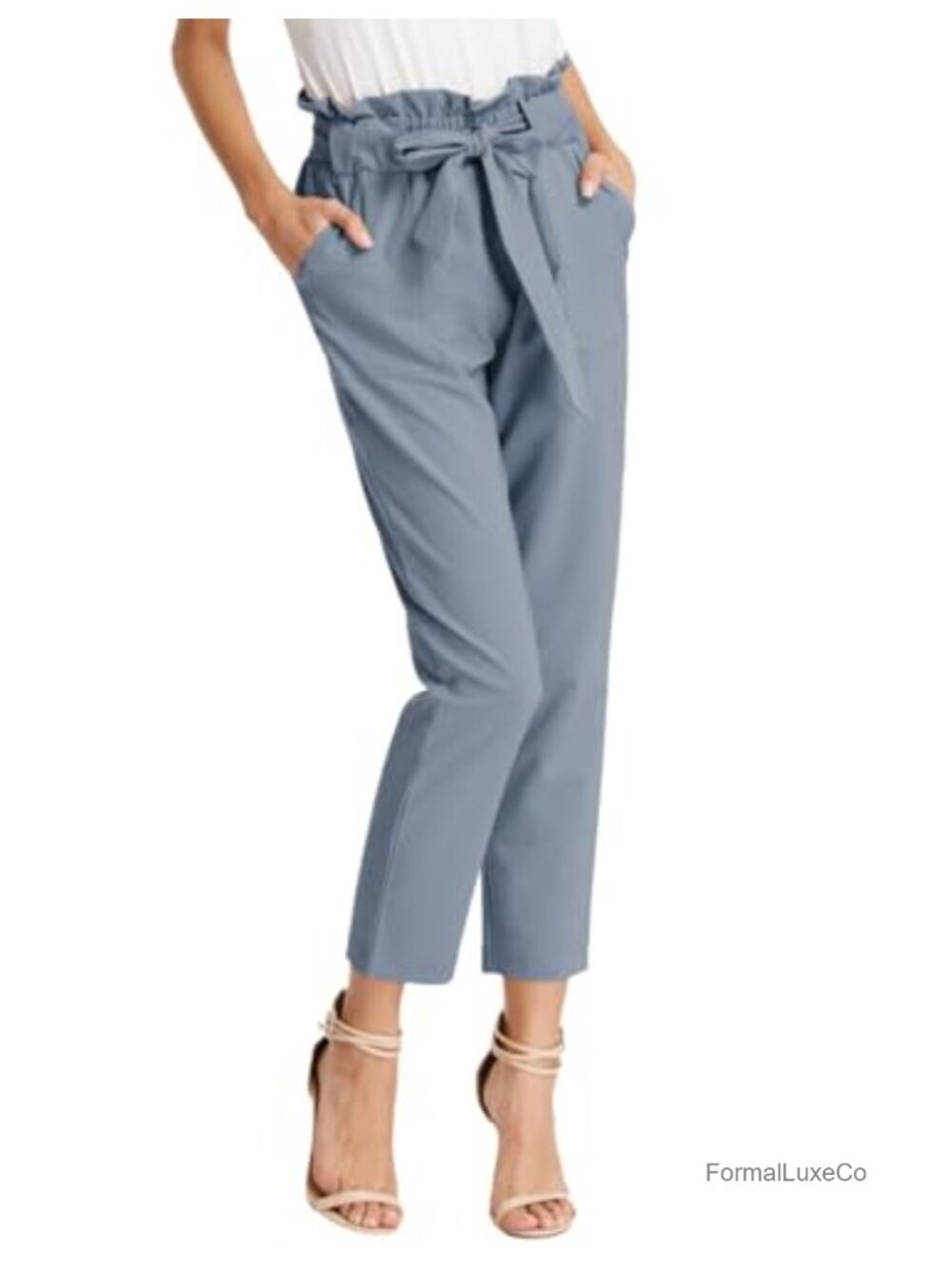 High Waist Paperbag Dress Trousers Business Casual Tapered